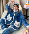 Sailor Moon Artemis Inspired Flannel Hooded Pajama Set Kawaii Cute
