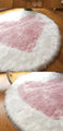 Round Pink And White Heart Plush Area Rug 80 cm 100 cm 120 cm