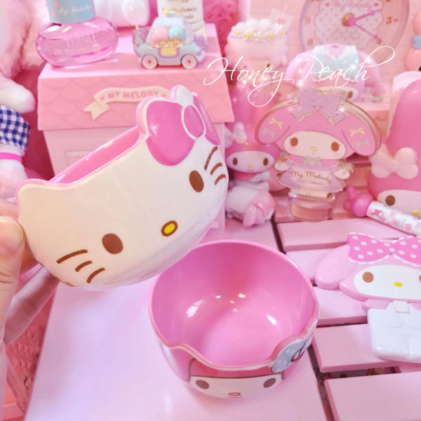 My Melody and Hello Kitty Inspired  Melamine Bowl Kawaii Kitchen Decor