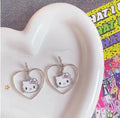 Hello Kitty Inspired Silver Necklace and Earrings