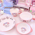 My Melody Inspired Pink Ceramic Bowl Plate Soup Bowl with Handle