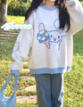Cinnamoroll Inspired Blue and White Round Neck Oversized Sweater Jumper